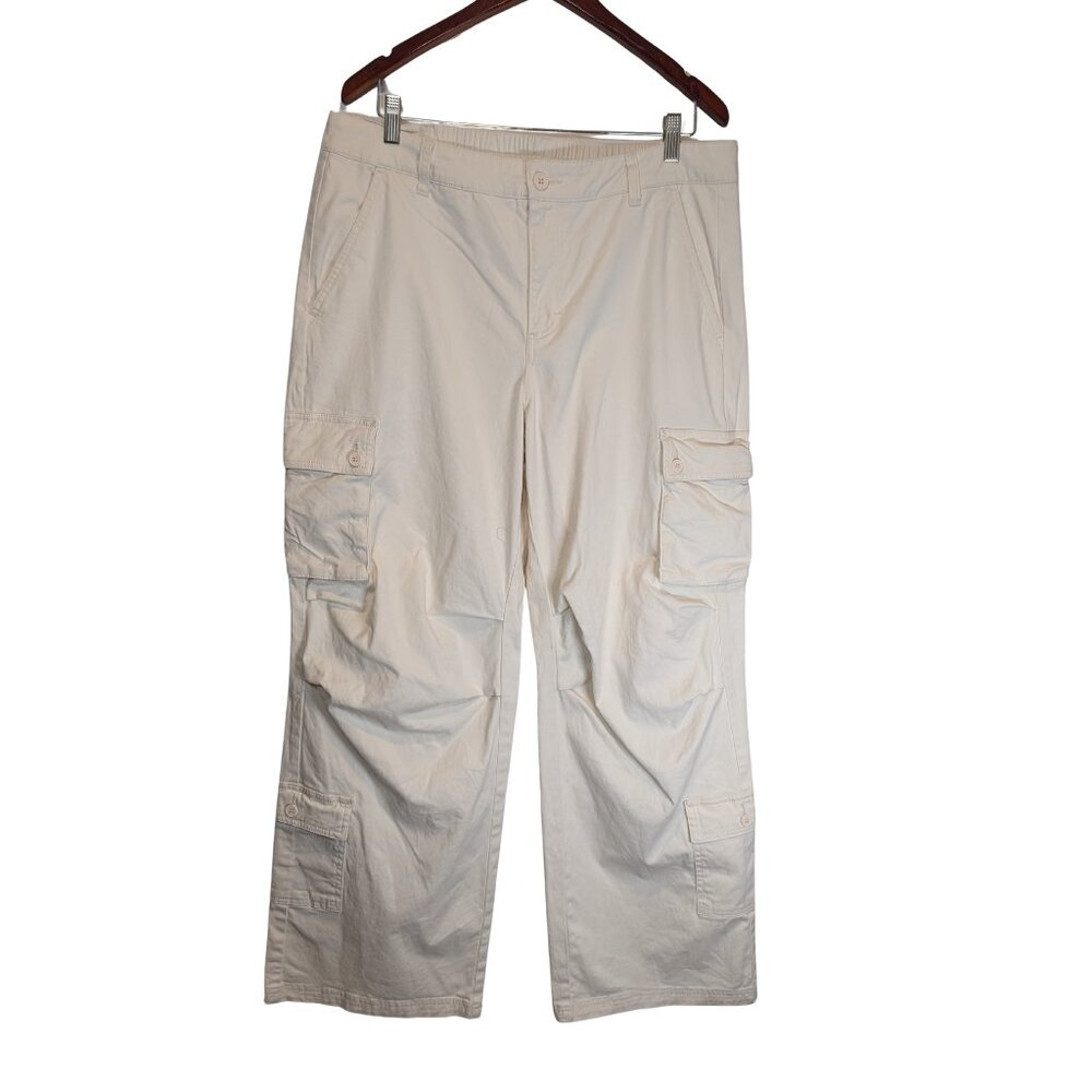 Wild Fable Off White 2000s Cargo Pants Womens Large Utility Pockets Straight Leg